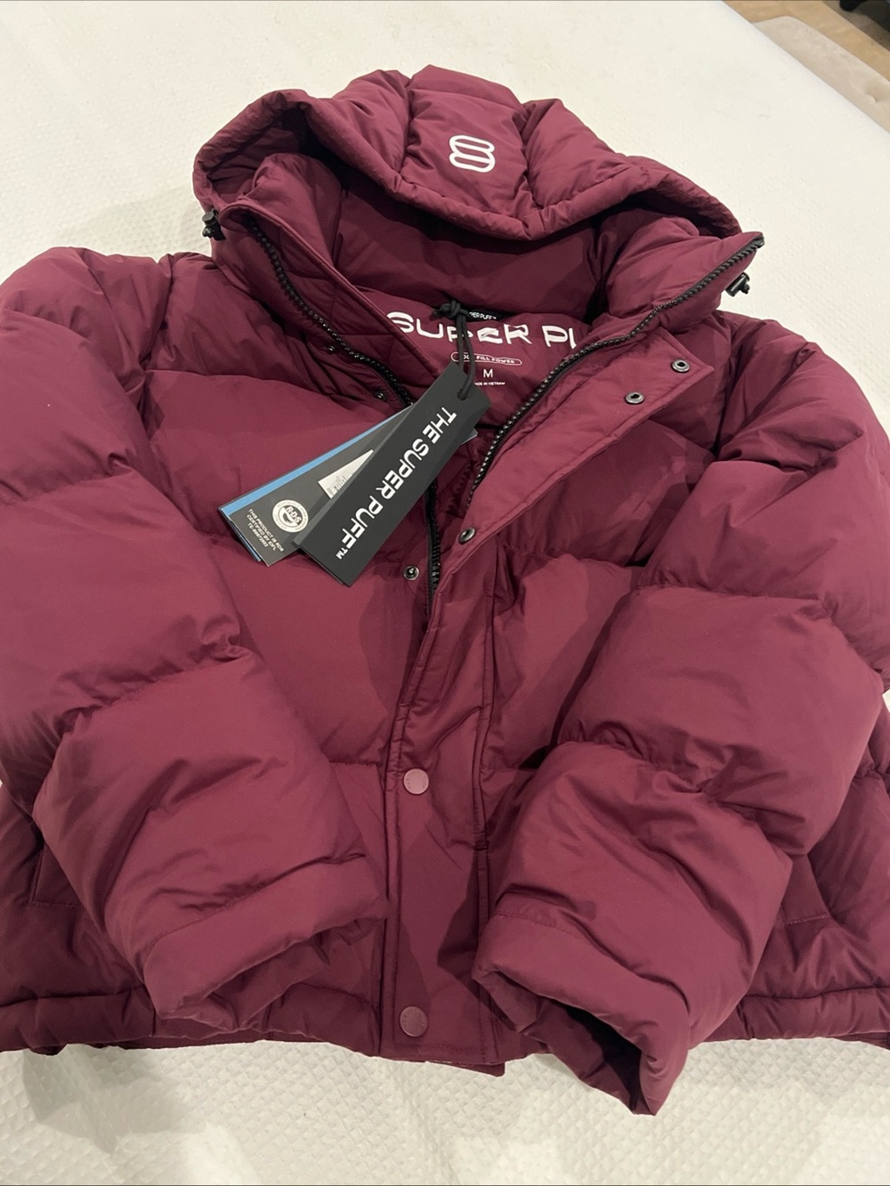 Aritzia Super Puffer Jacket in Deep Burgundy